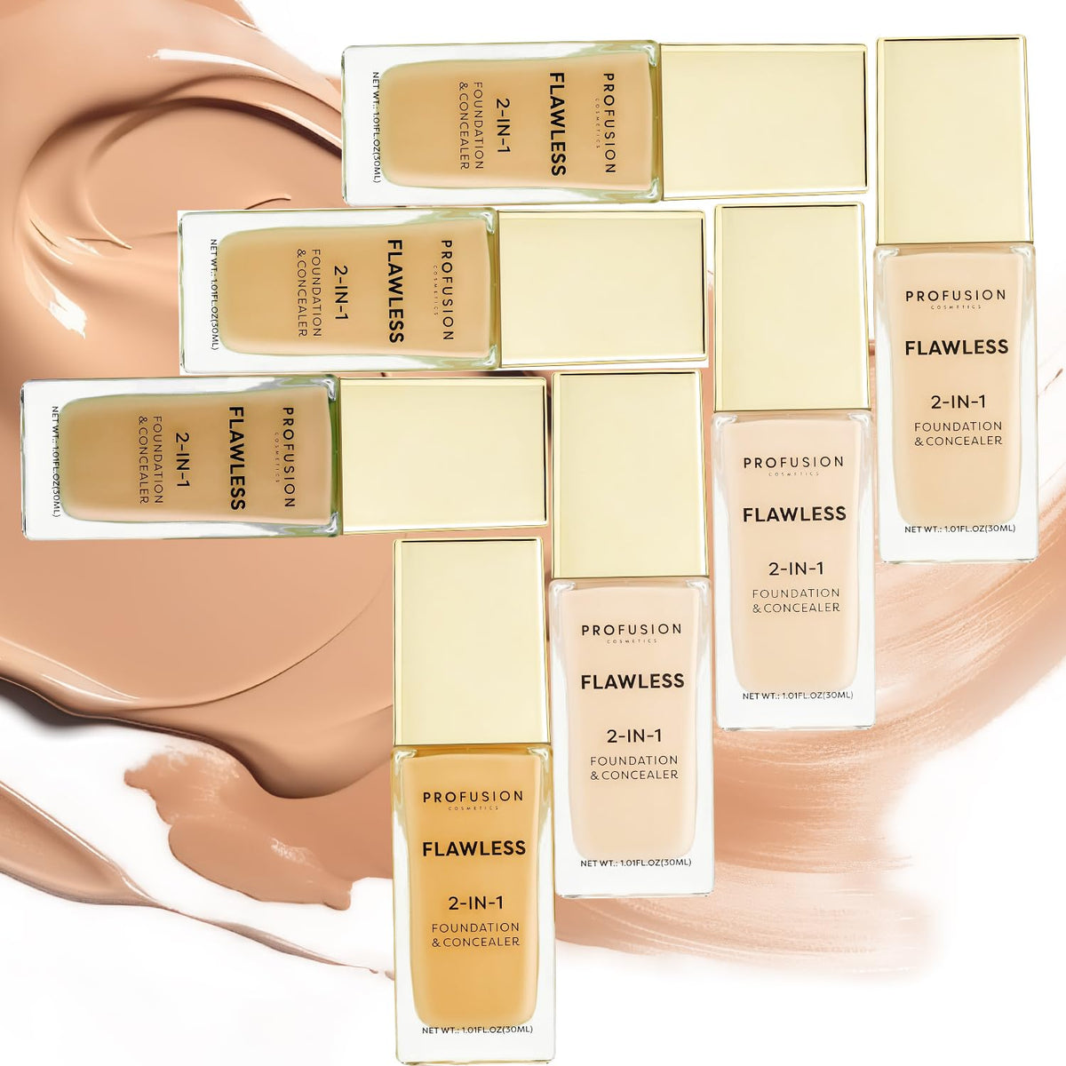 Profusion Cosmetics Flawless 2-In-1 Foundation and Concealer - Full Coverage, Golden Beige, 30ml 5