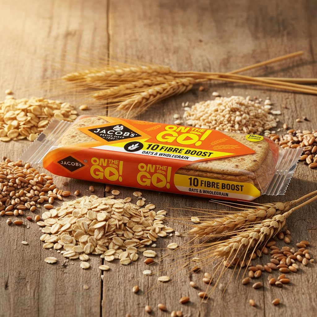 JACOB'S On The Go Fibre Boost Oats & Wholegrain Crackers - 5 x 46 g Packs 5