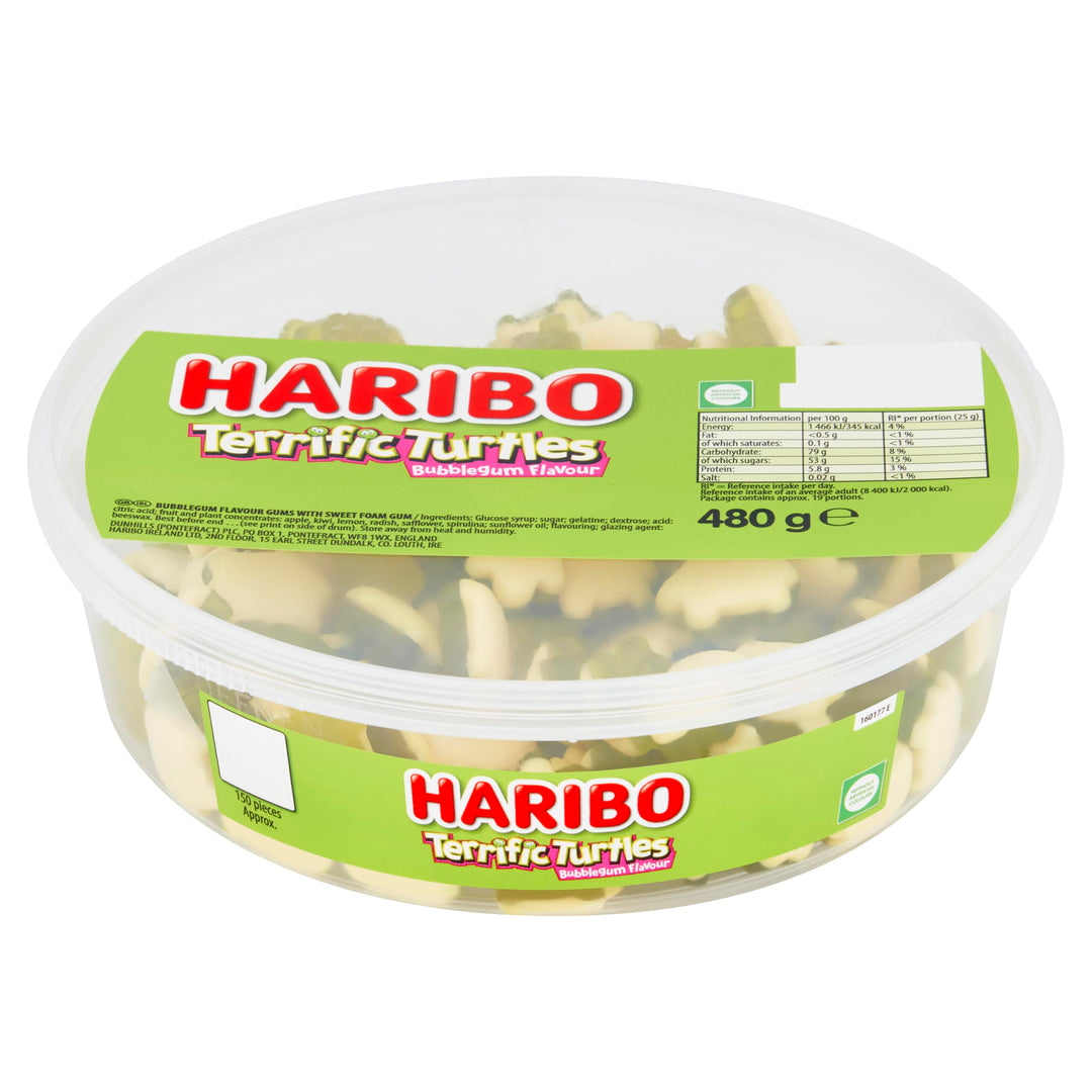 HARIBO Terrific Turtles – 480g Tub with 150 Fruity Gummy Sweets
