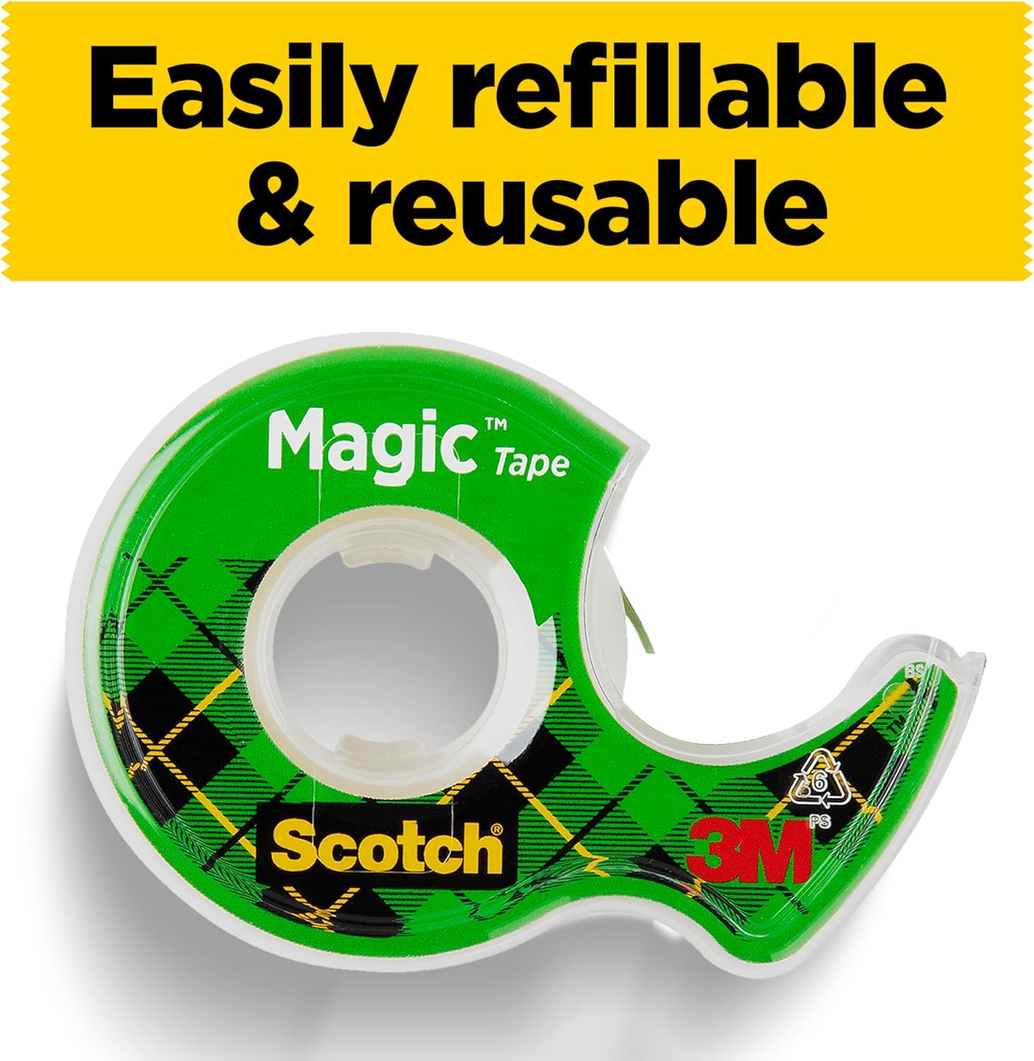 Scotch Magic Tape - 6 Rolls, 19mm x 33m, Invisible Matte Finish | Refillable Dispenser Included 3