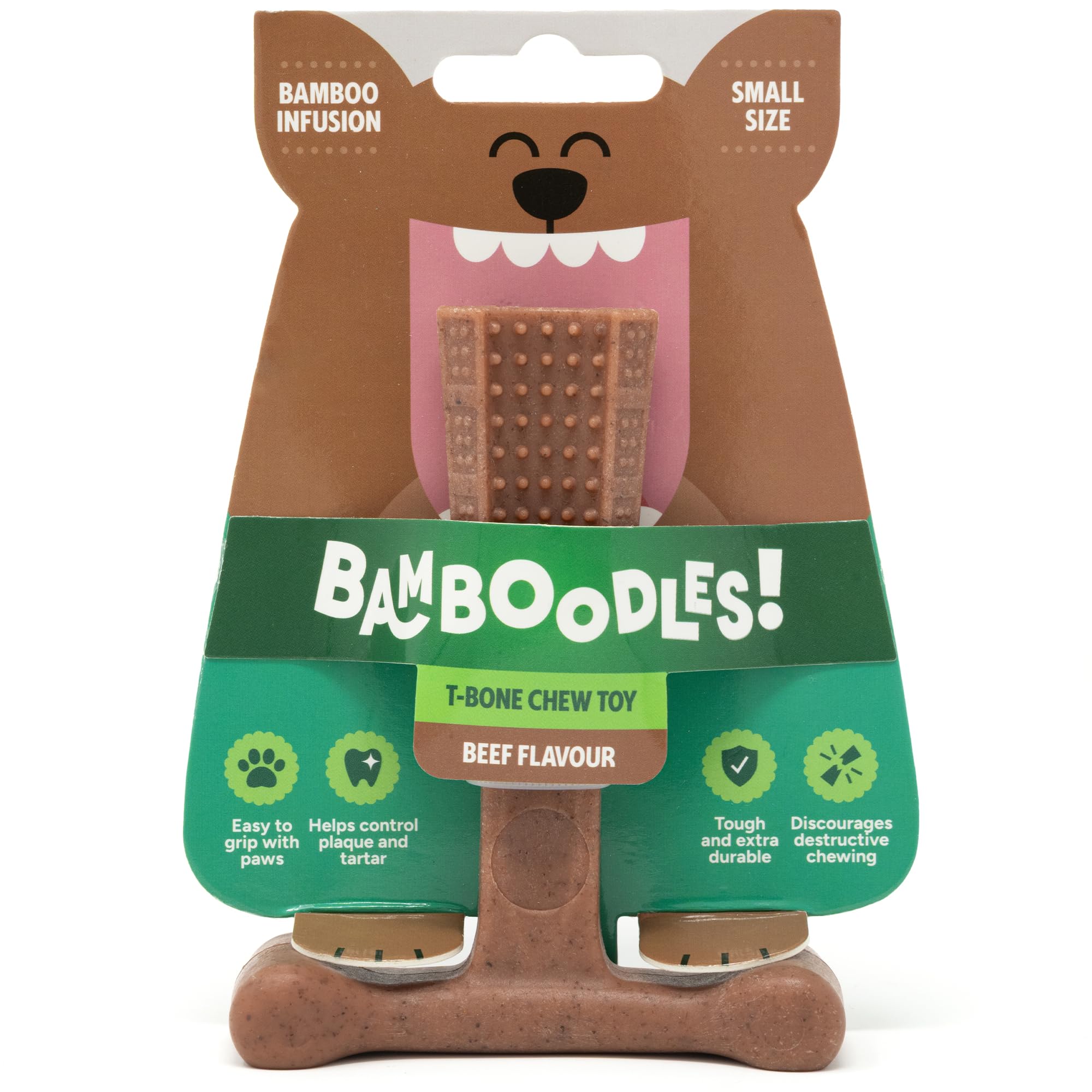Bamboodles Dog Chew Toy - Small Size | Beef Flavour | Durable Nylon & Bamboo Fibre