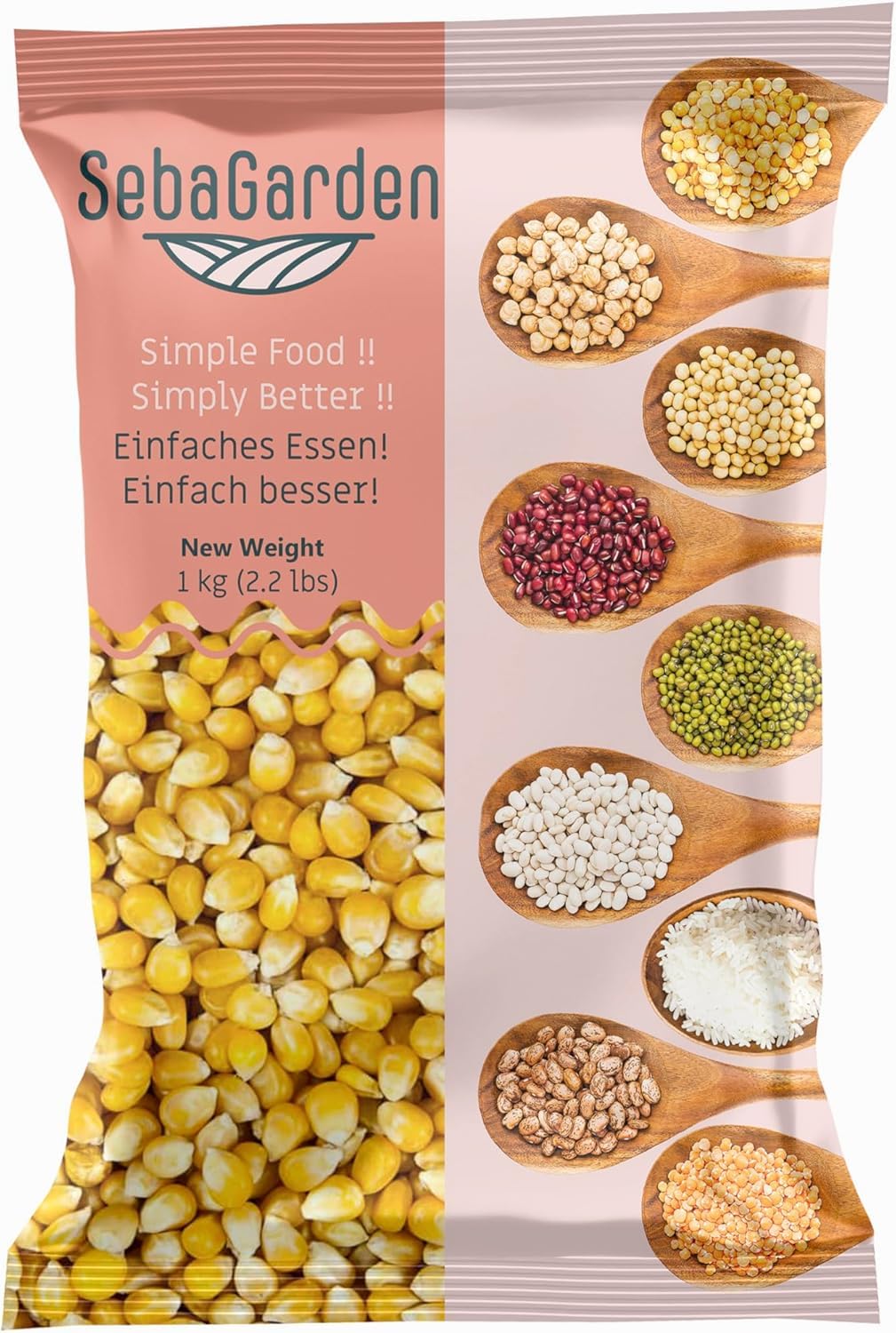 Seba Garden Popcorn Kernels - 1 kg | Non-GMO, Gluten-Free, High Popping Rate 1