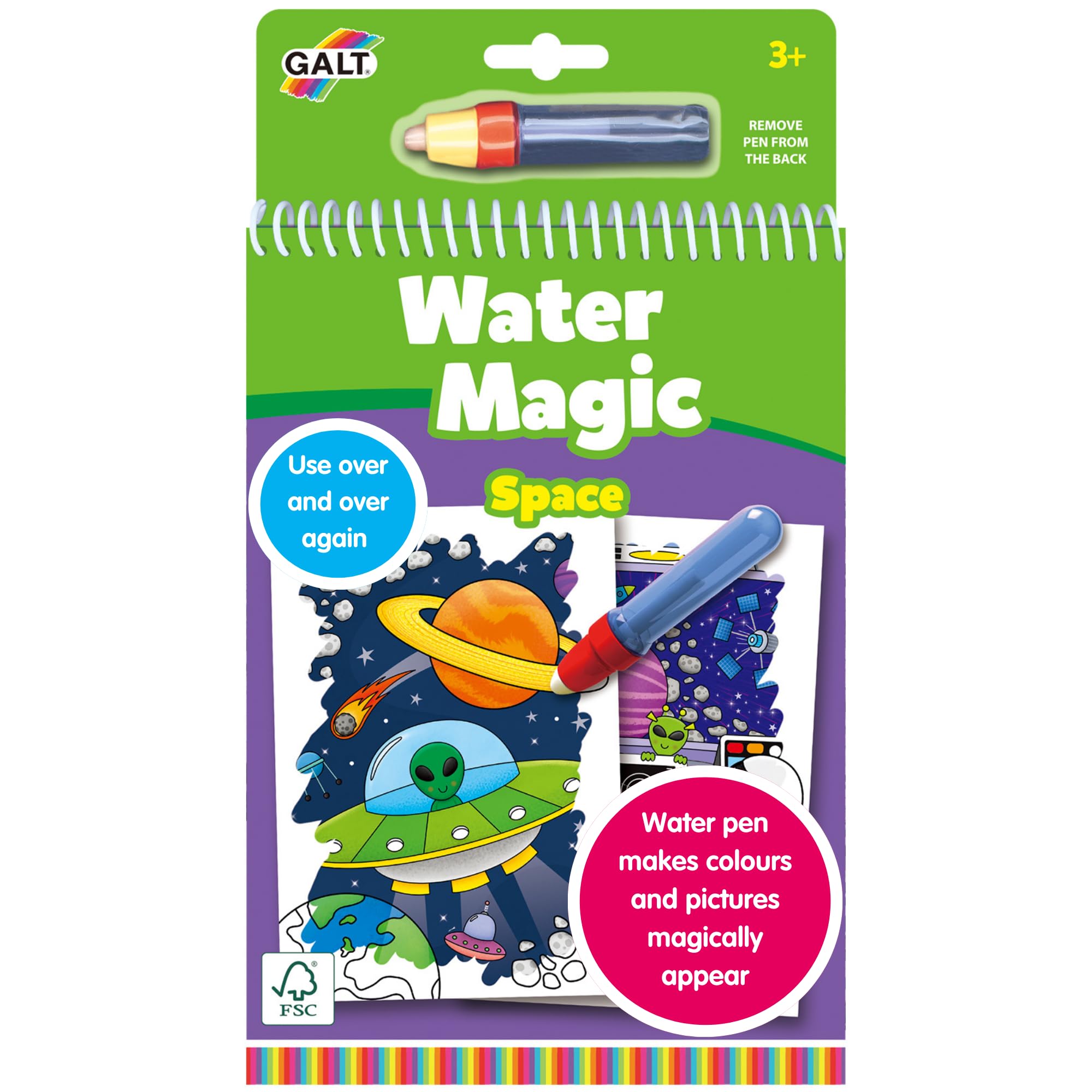 Galt Water Magic Space - Reusable Water-Reveal Colouring Book for Kids 1