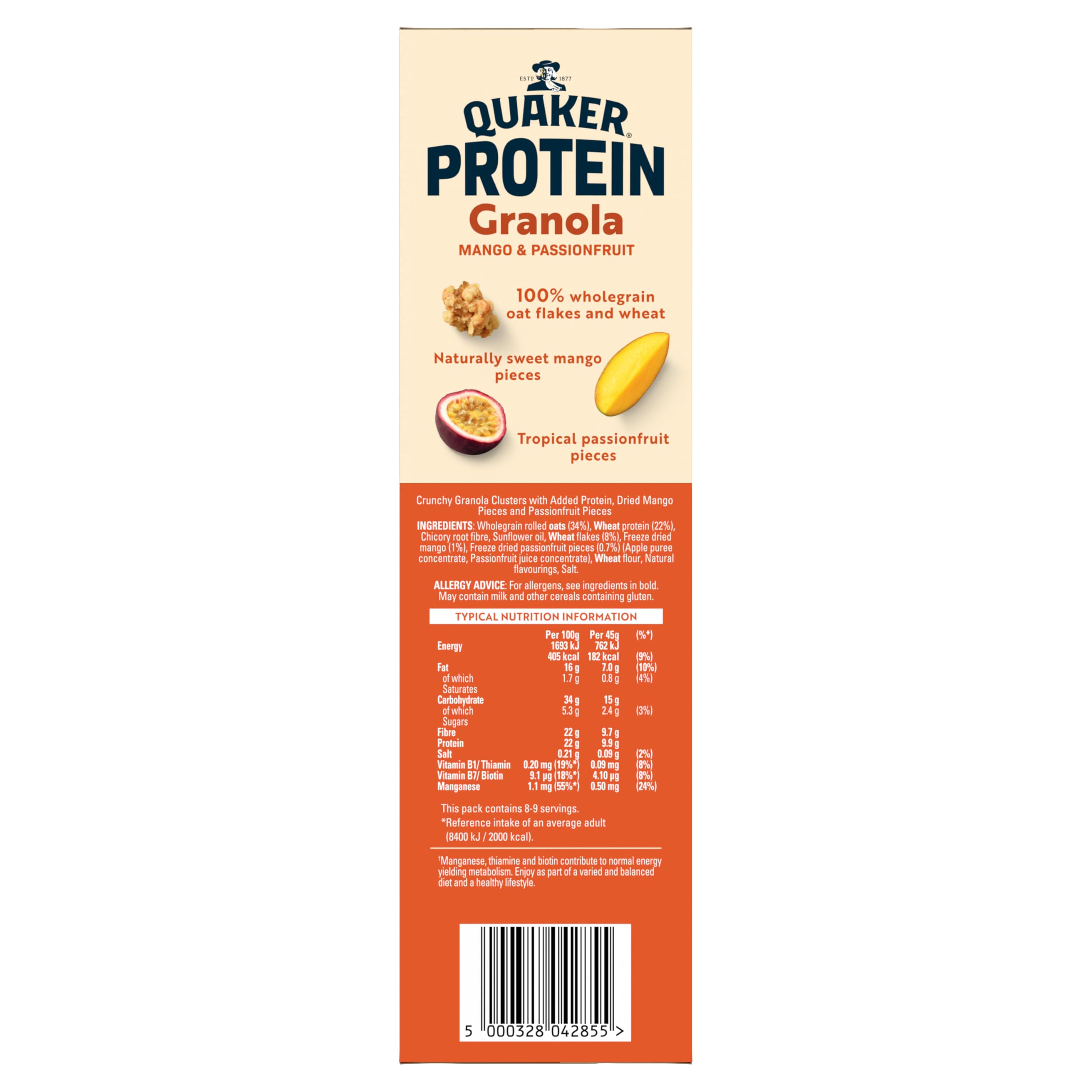 Quaker Protein Granola Mango & Passionfruit - 22g Protein per 100g | High Fibre | 400g 2