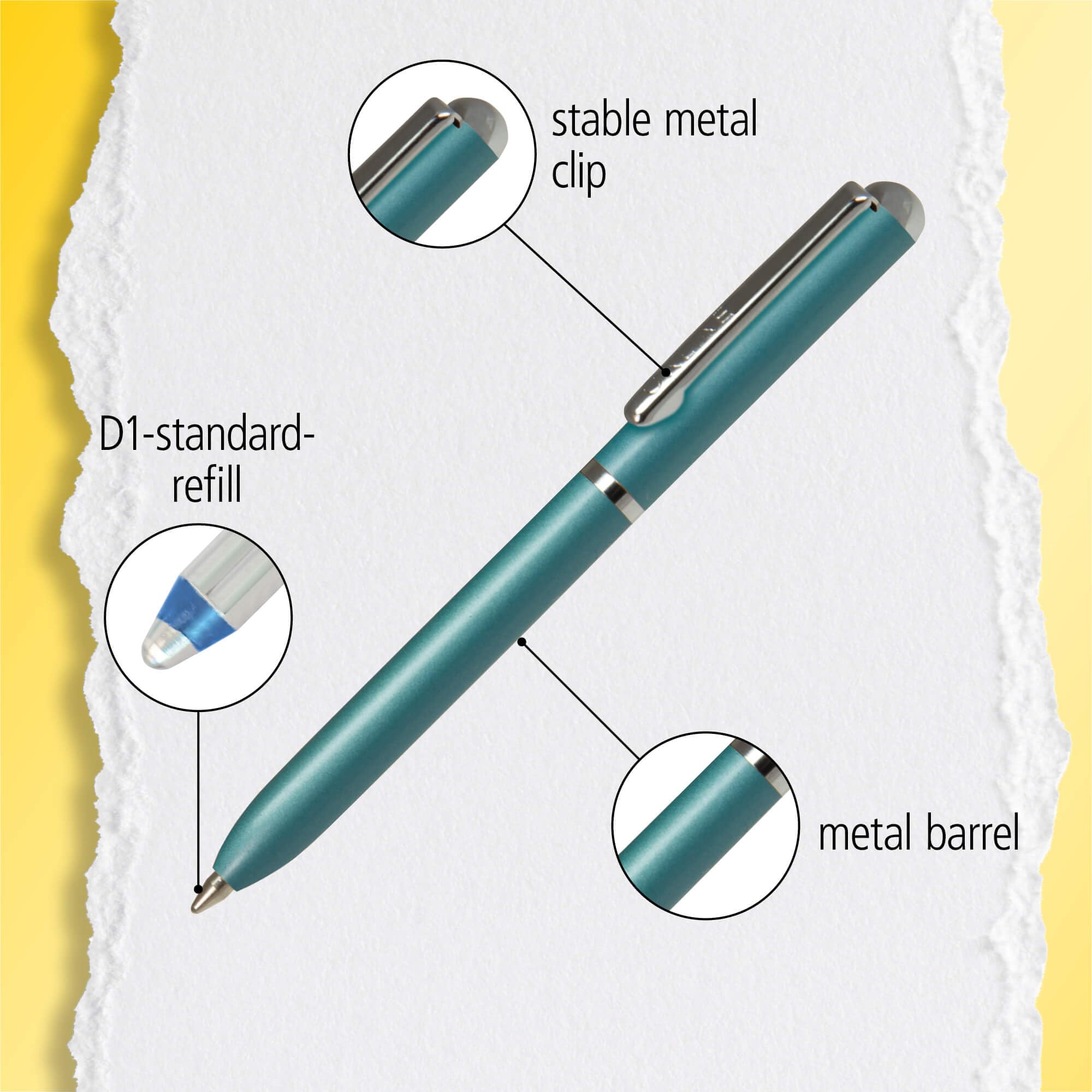 Online Mini Twist Ballpoint Pen - Turquoise, 8cm Length, Metal Clip | D1 Refill | Black Ink 5