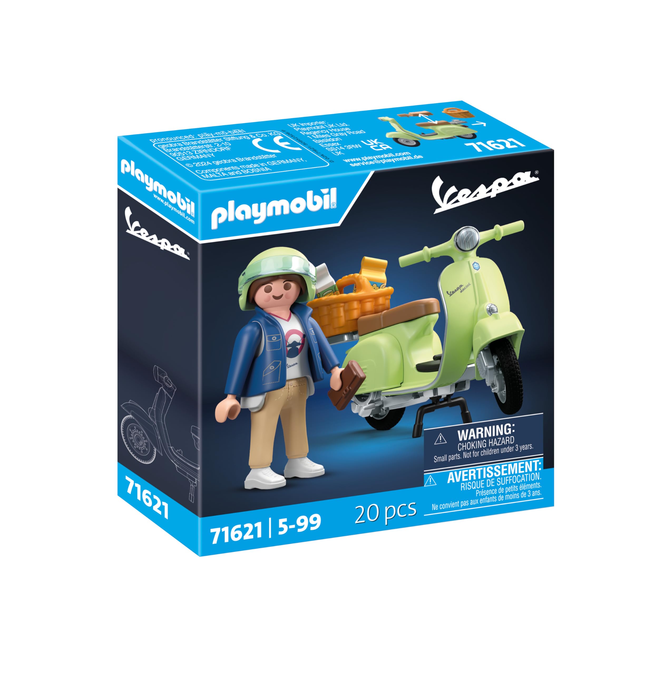Playmobil 71621 Cars: 1969 Vespa 150 Sprint Veloce Playset | Ages 5+ | 20 Pieces