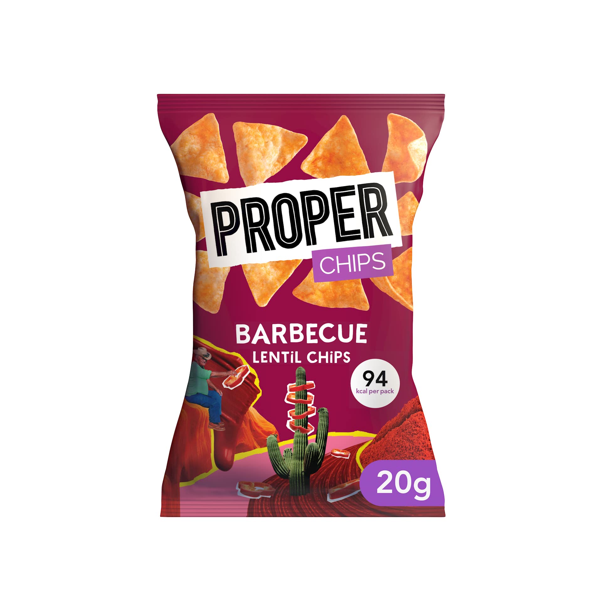 PROPERCHIPS - Barbecue Lentil Chips, Vegan & Gluten-Free Snacks, 24 x 20g 4