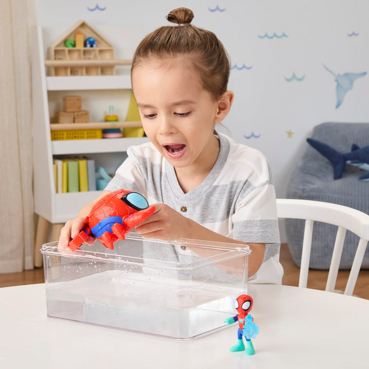 Spidey and His Amazing Friends Water-Webs Spider Crab Submarine Toy - Color-Change Eyes, 3-Inch Vehicle & Action Figure Playset