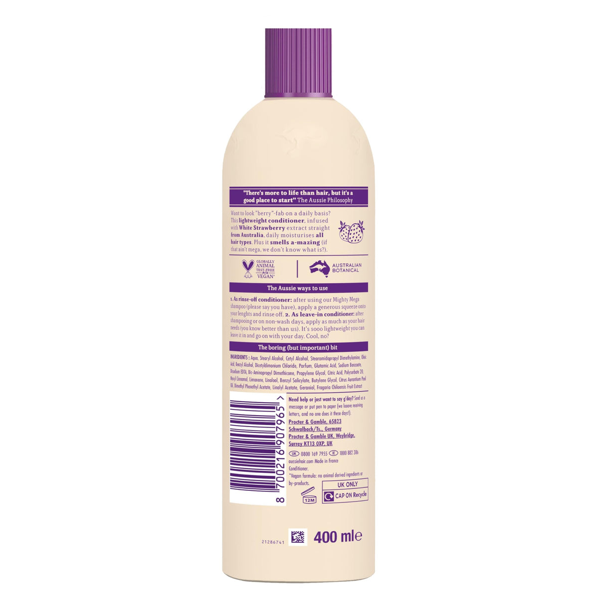 Aussie Mighty Mega Lightweight Conditioner - Daily Moisturiser for All Hair Types, 400ml 10