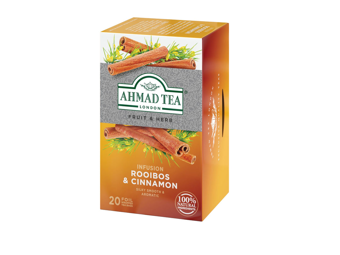 Ahmad Tea Rooibos & Cinnamon Herbal Infusion - 20 Individually Foil-Wrapped Teabags