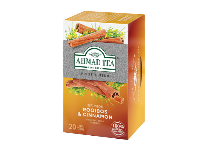 Ahmad Tea Rooibos & Cinnamon Herbal Infusion - 20 Individually Foil-Wrapped Teabags