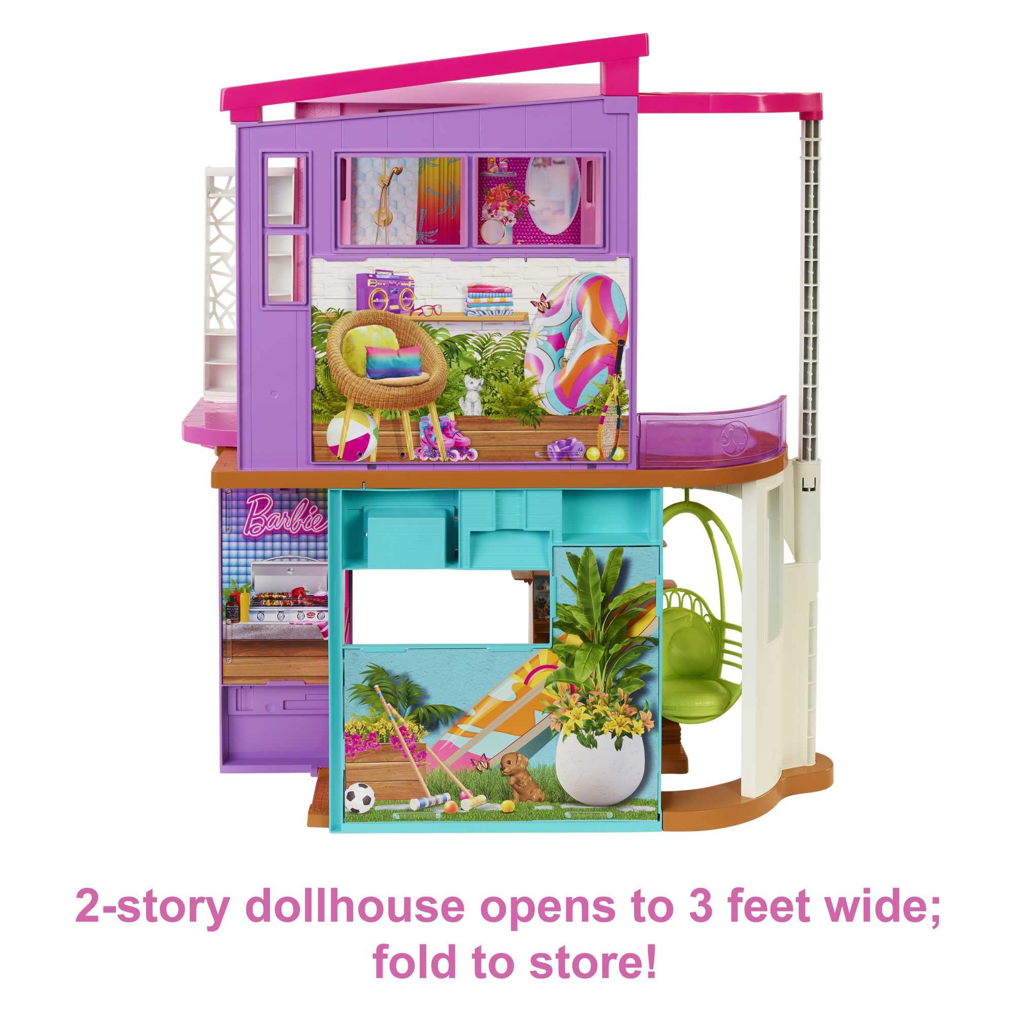 Barbie Vacation House Dollhouse Playset with 2 Levels, 6 Rooms, Elevator | Ages 3+ 3