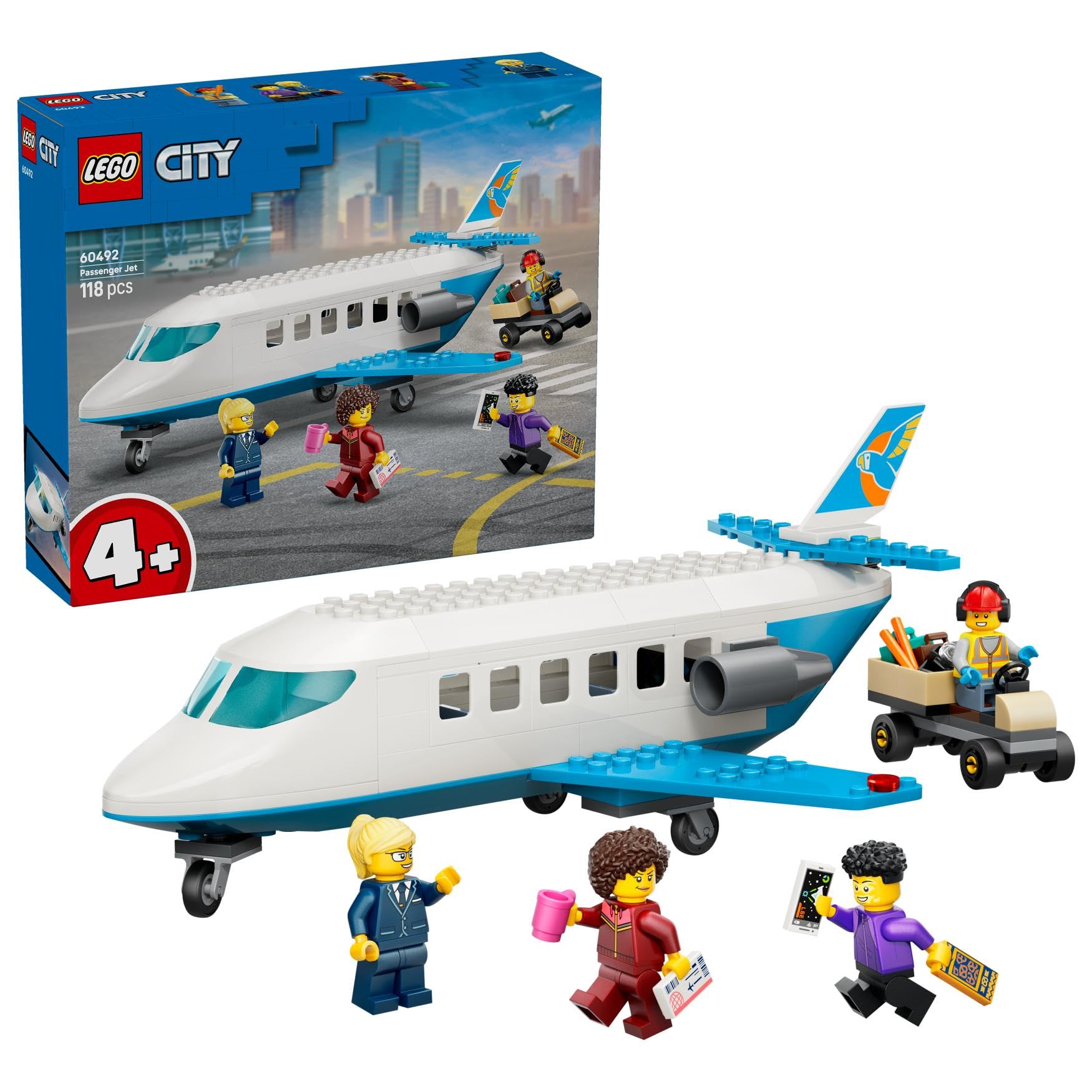 LEGO City Passenger Jet 60492 Building Set for Ages 4+ with 4 Minifigures and Accessories 1