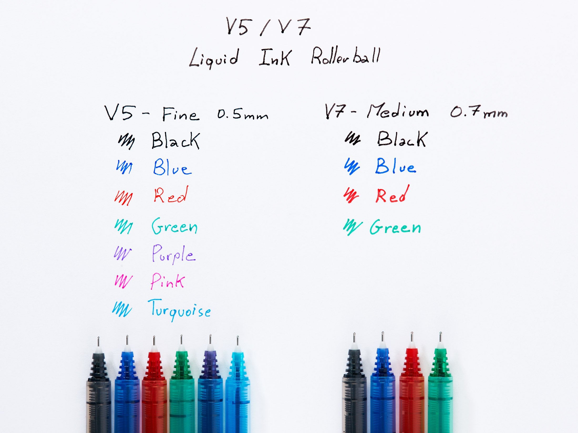 PILOT V5 Liquid Ink Rollerball Pen Set - 0.5mm Fine Tip | Black, Blue, Red, Green | Pack of 4 5