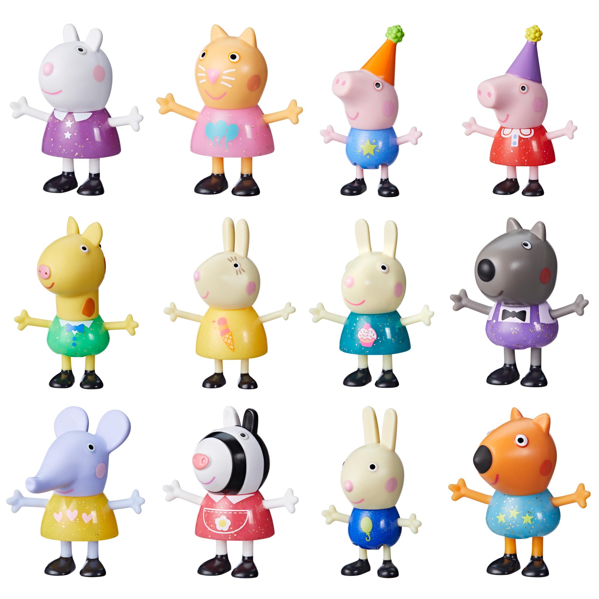 Peppa Pig Peppa’s Party Friends Figure - Shimmery Festive Outfit, 7.5 cm Poseable Action Figure for Kids 3+
