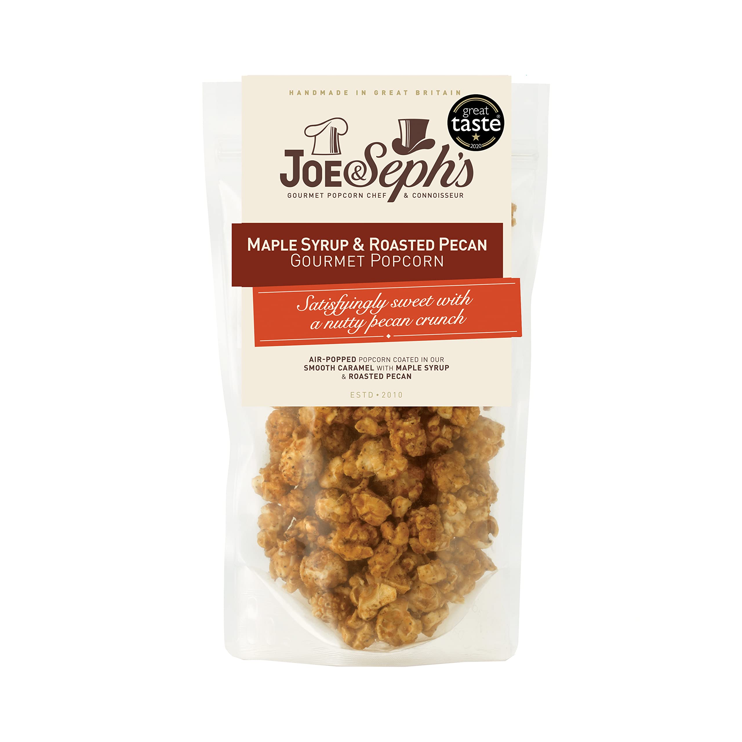 Joe & Seph's Maple Syrup & Roasted Pecan Gourmet Popcorn - 80g Air-Popped Snack | Gluten Free