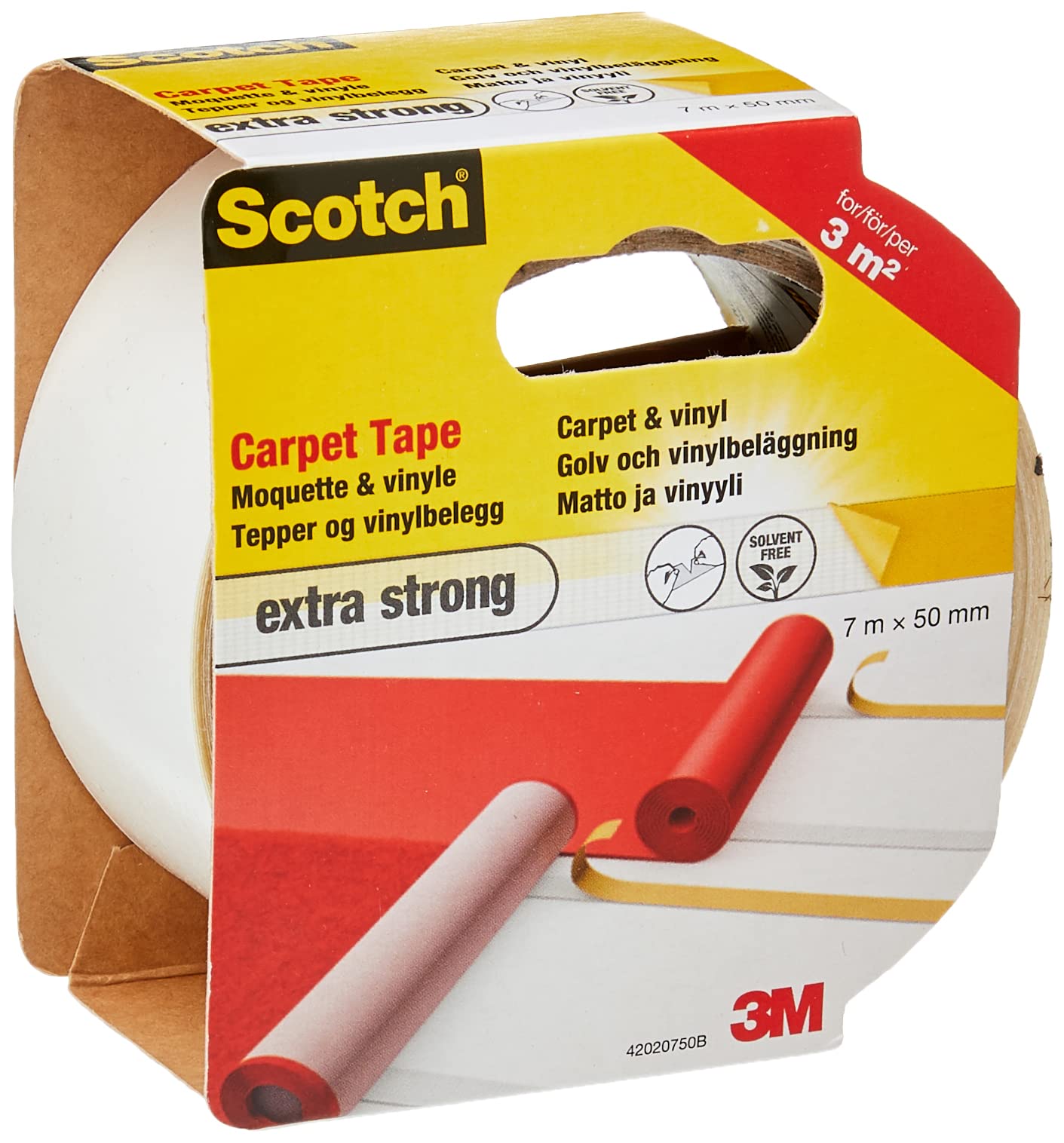 ScotchBlue Extra Strong Carpet Tape - Double-Sided Adhesive | 50 mm x 7 m | White 1