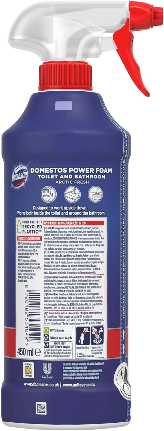 Domestos - Power Foam Arctic Fresh Toilet & Bathroom Cleaner Spray