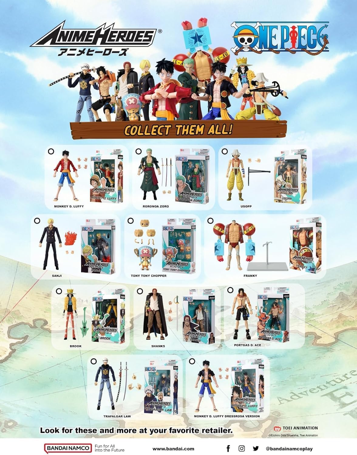 BANDAI Anime Heroes One Piece Monkey D. Luffy Dressrosa Version Action Figure | 17cm | Unisex Children