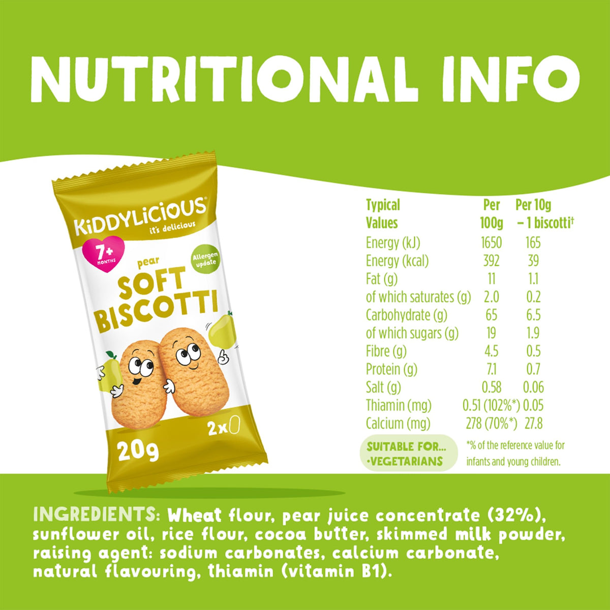 Kiddylicious Pear Biscotti - 6 Packs - Suitable from 7 Months