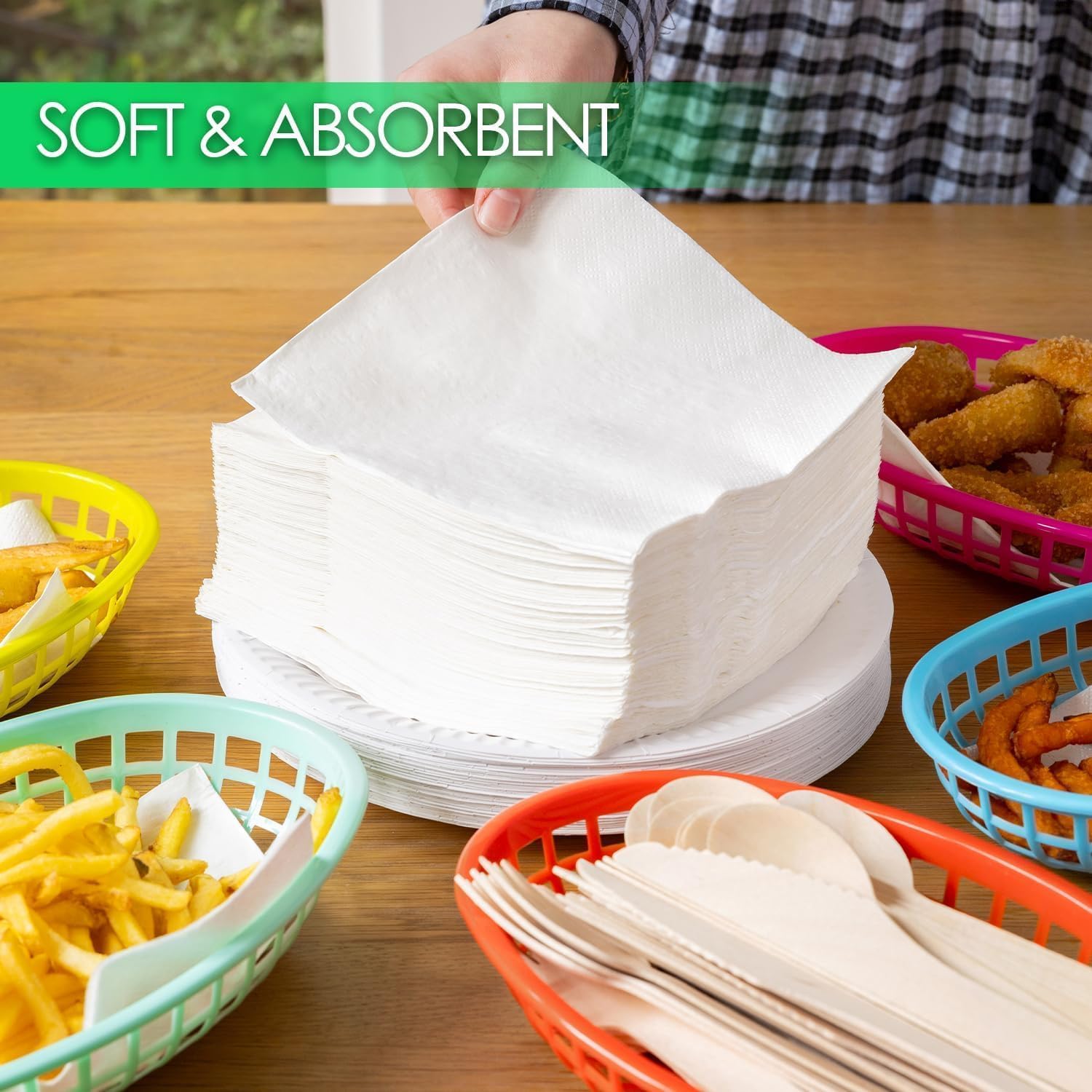 Talking Tables Table Kind Soft White Napkins - 50 Pack | 3-Ply 33cm | Eco-Friendly Home Compostable 7