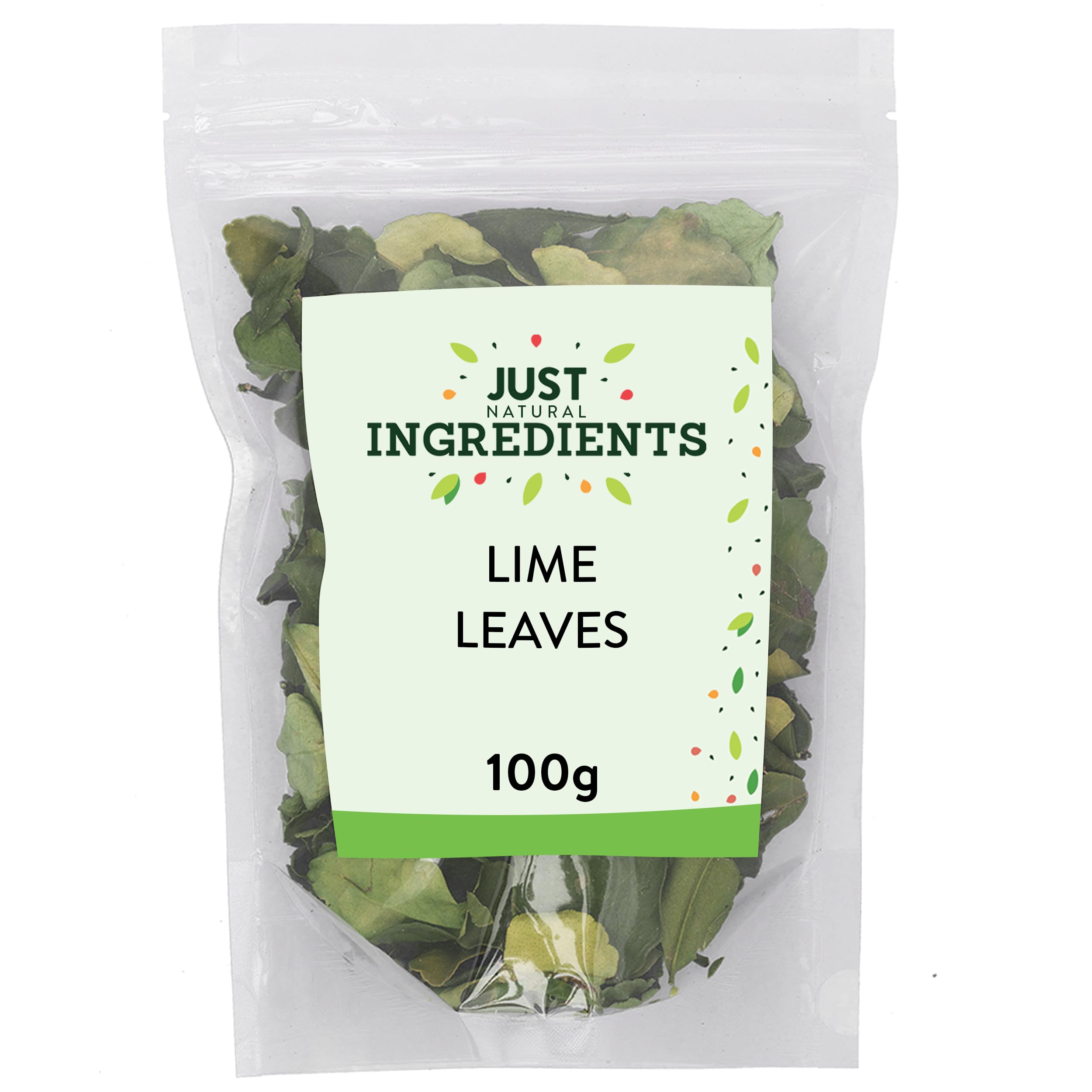 JustIngredients Kaffir Lime Leaves - Authentic Thai Flavor | Dried Whole Spice | 100g