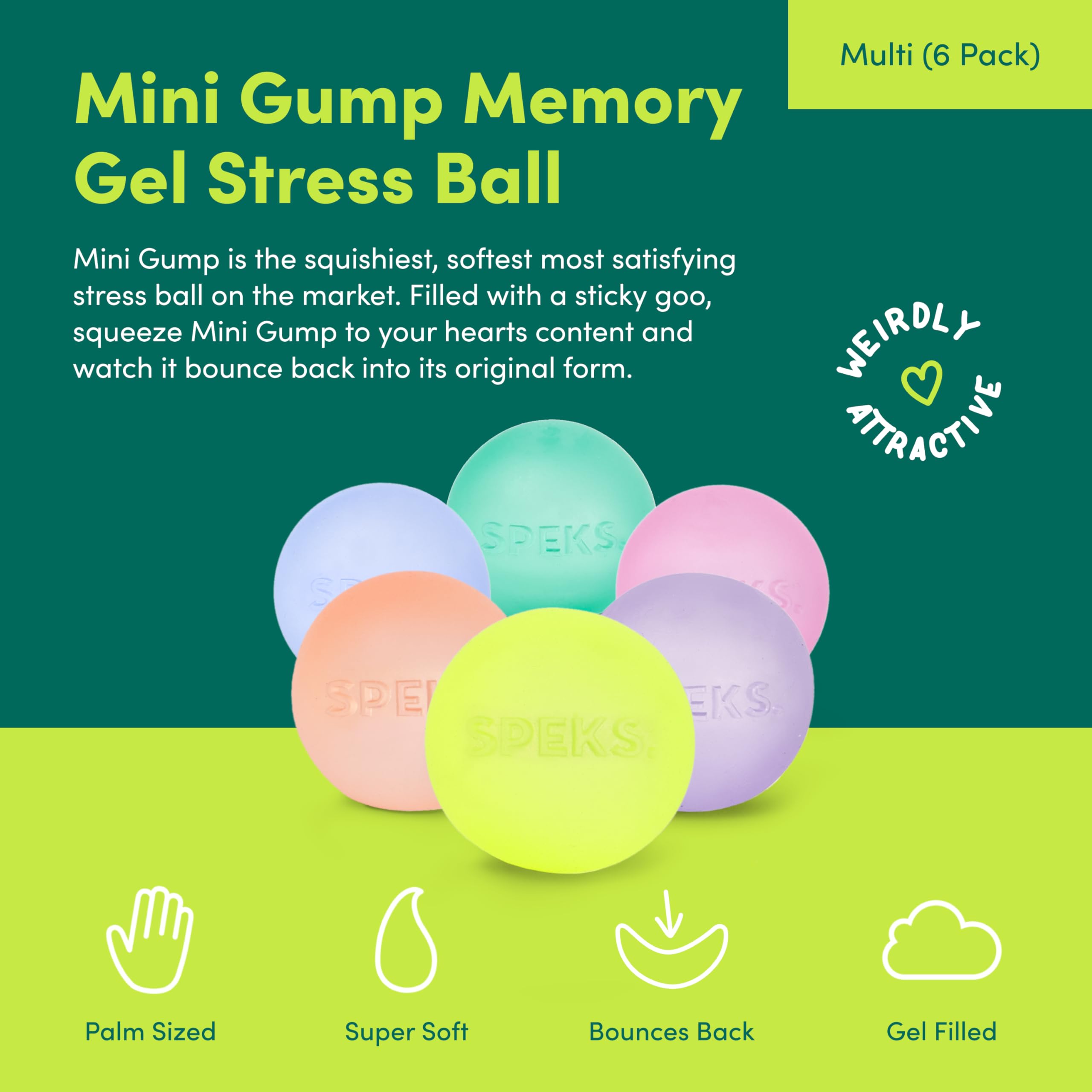 Speks Mini Gump Stress Balls - Ultra Soft Squishy Fidget Toy | Palm-Sized | TPR & Maltose Gel 2