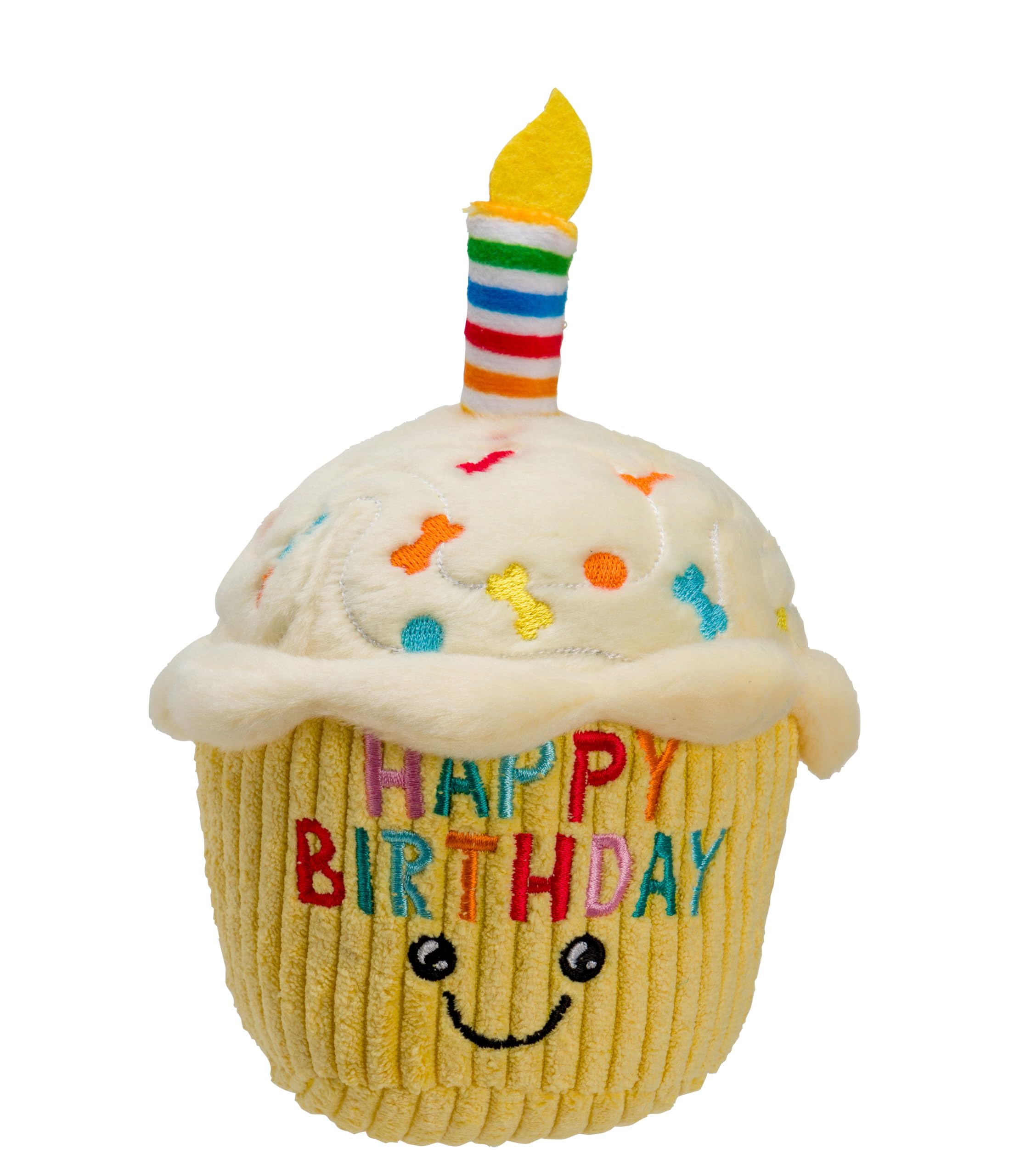 House of Paws Cupcake Birthday Dog Toy - Plush Squeaker Toy for All Breed Sizes
