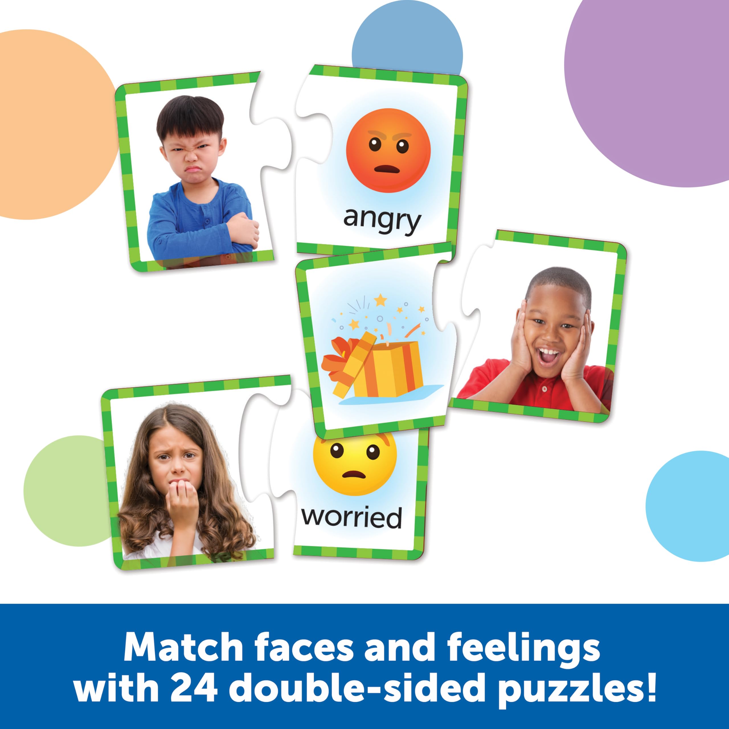 Learning Resources Feelings & Emotions Puzzle Cards - Social-Emotional Learning | 24 Double-Sided Puzzles 2