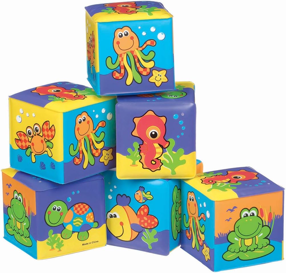 Playgro Bathtime Soft Blocks - 6-Piece Stacking Set with Animal Figures for 6 Months+ 1