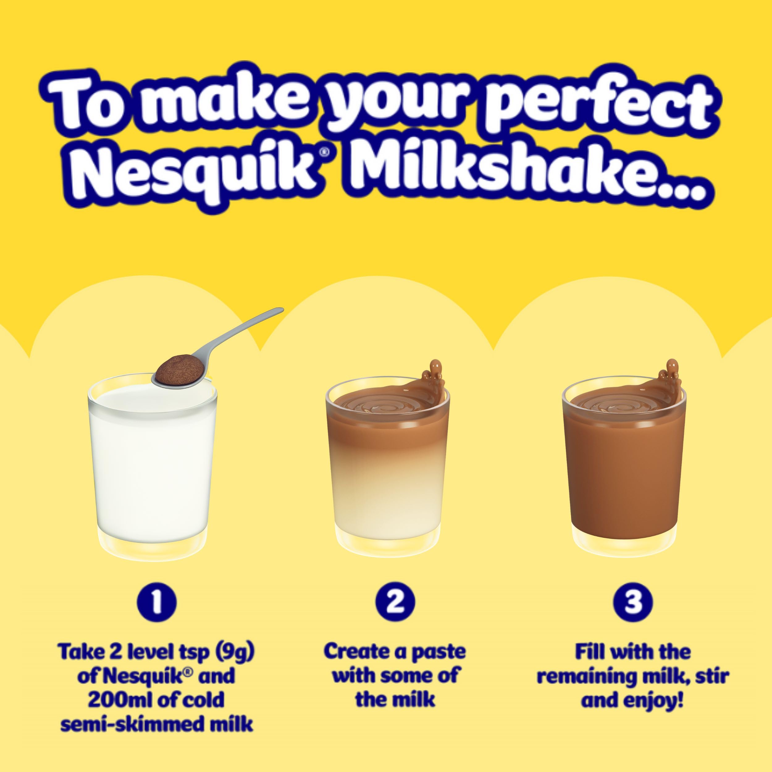 Nesquik Chocolate Milk Flavouring Powder - 500g Tub | Fortified with Vitamins C & D | Gluten Free 5