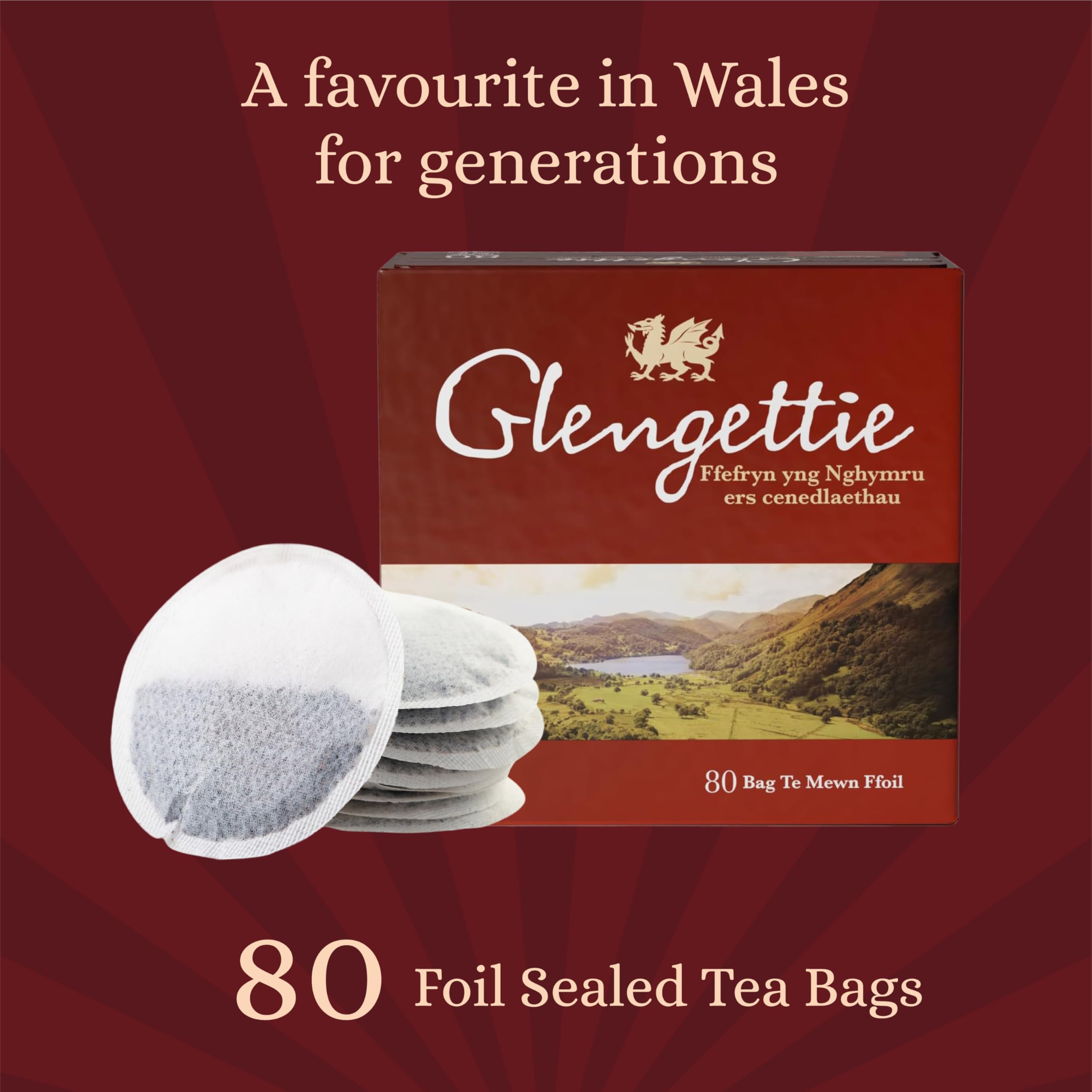Glengettie Strong Black Tea Bags - 80 Count, 250g Foil Sealed Pack