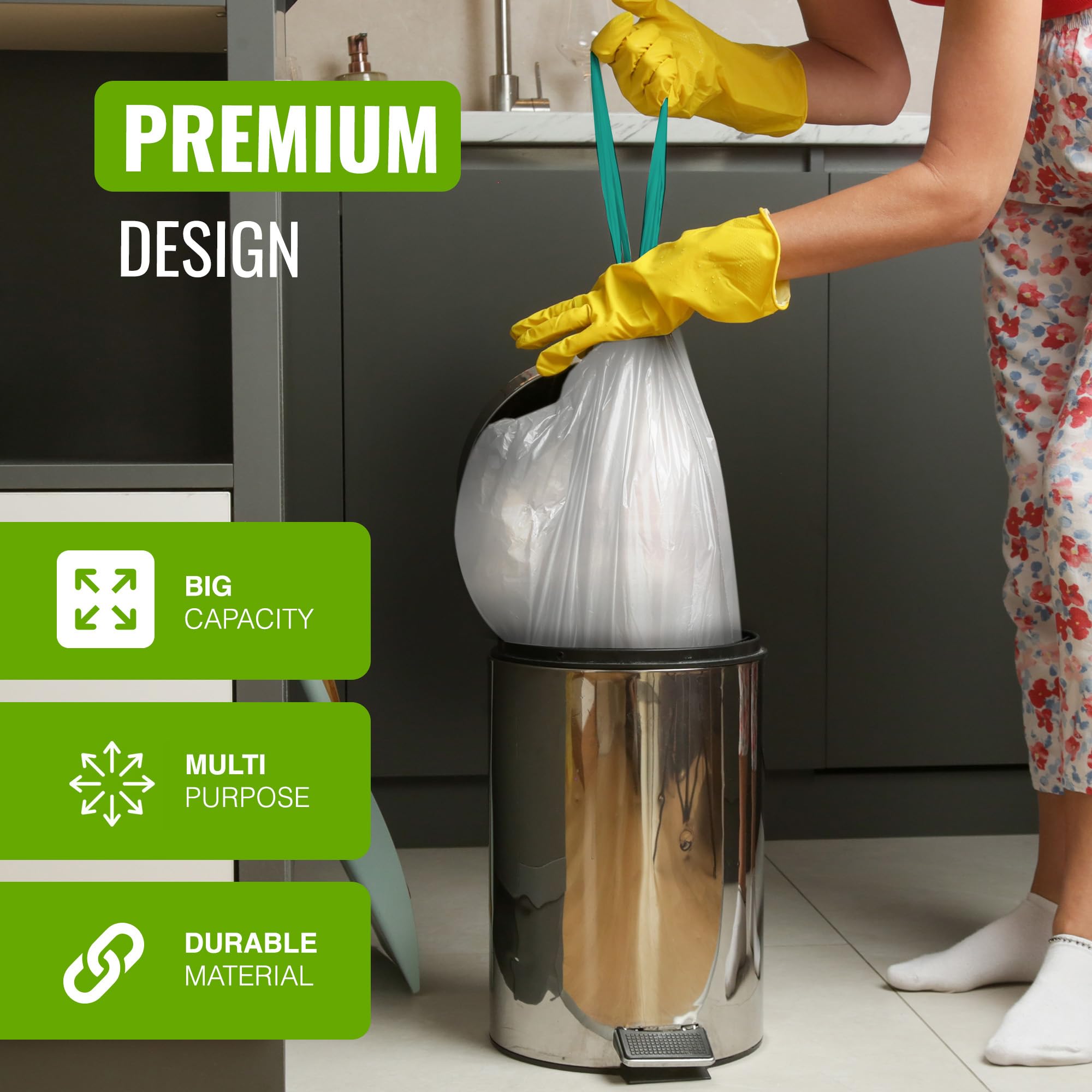 EcoBag 20L Drawstring Bin Liners - 20 Pack | Extra Strong | 24 Microns | White 3