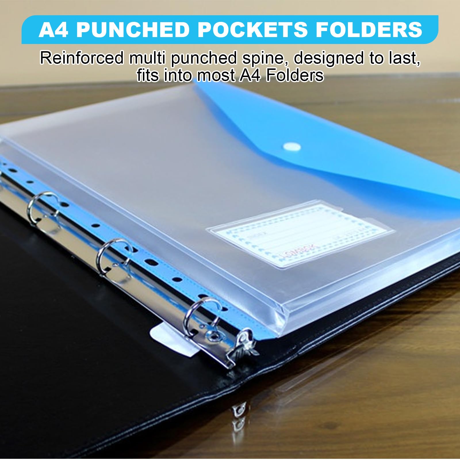ASelected 12 Pcs A4 Plastic Wallets with Popper Closure | 6 Assorted Colors | 50 Sheet Capacity 4