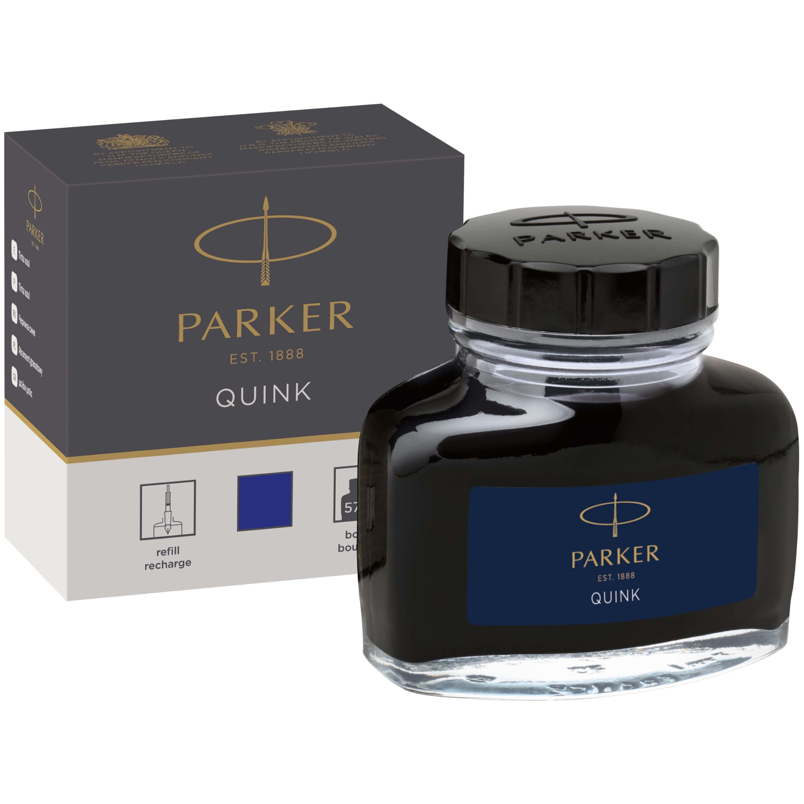PARKER QUINK Ink Bottle - Blue Ink for Fountain Pens | 57 ml 1