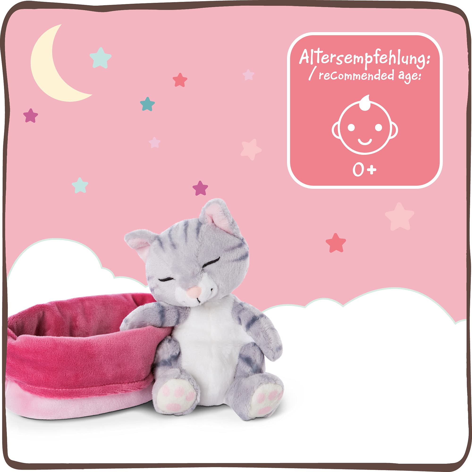 NICI Sleeping Kitties Soft Toy Cat in Pink-Purple Basket - 16 cm Plush Cuddly Animal for Babies & Kids 13