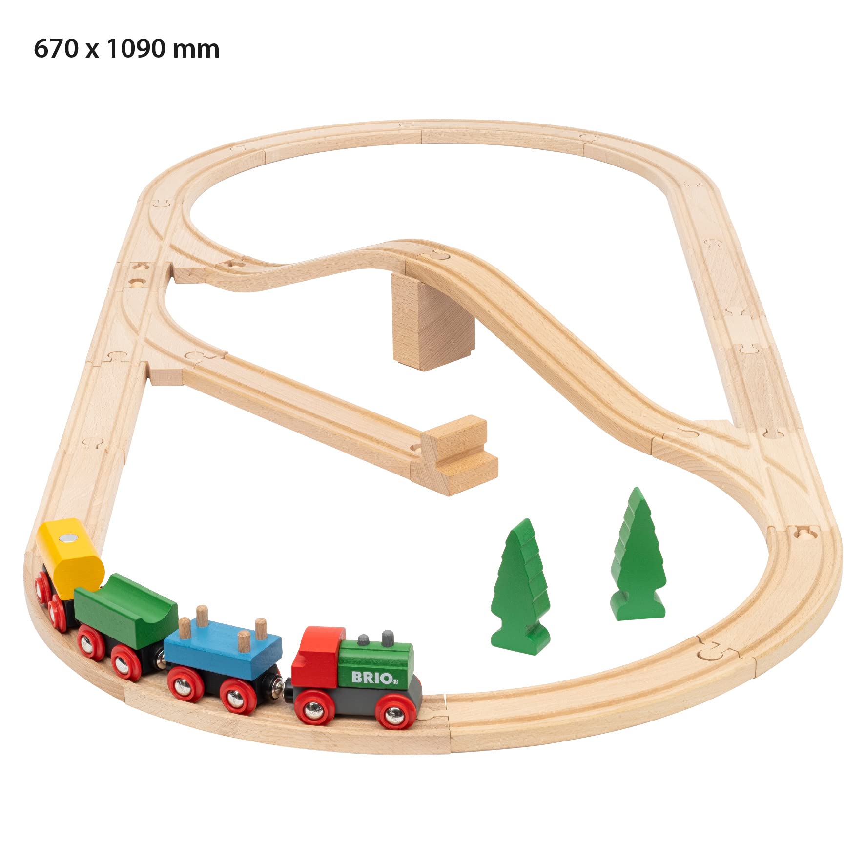 BRIO 65th Anniversary Wooden Railway Train Set - 32-Piece Classic Train Playset for Kids 3+ 10