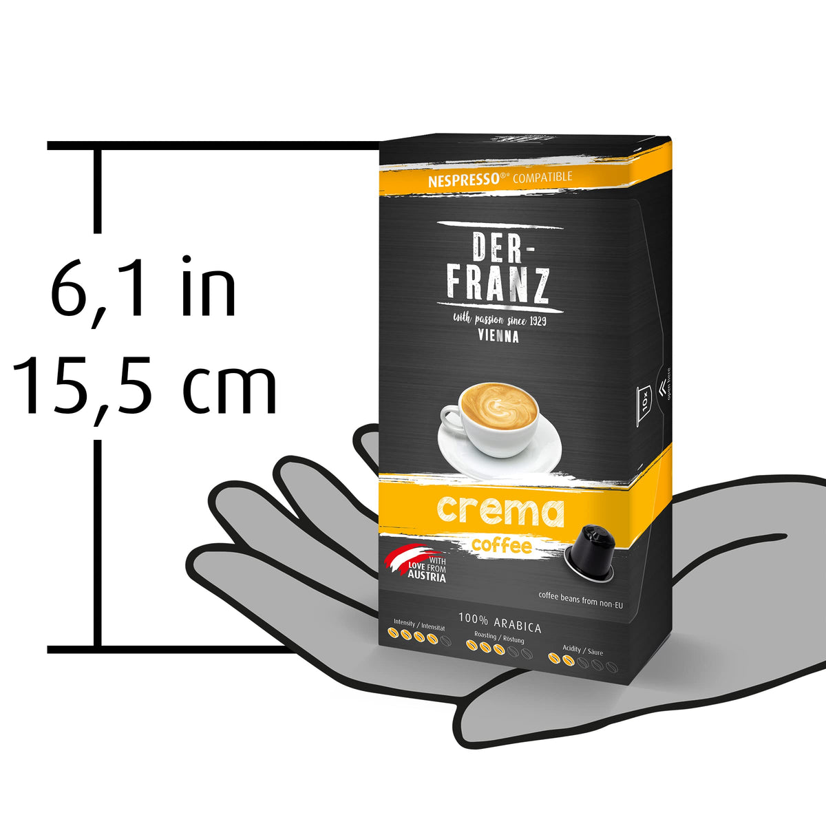 Der-Franz Nespresso Compatible Coffee Capsules - 10 Capsules - Crema