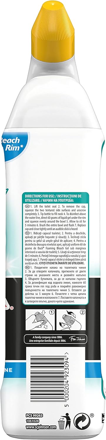 Duck - Extra Foaming Bleach Gel Toilet Cleaner, Marine Scent, 750ml