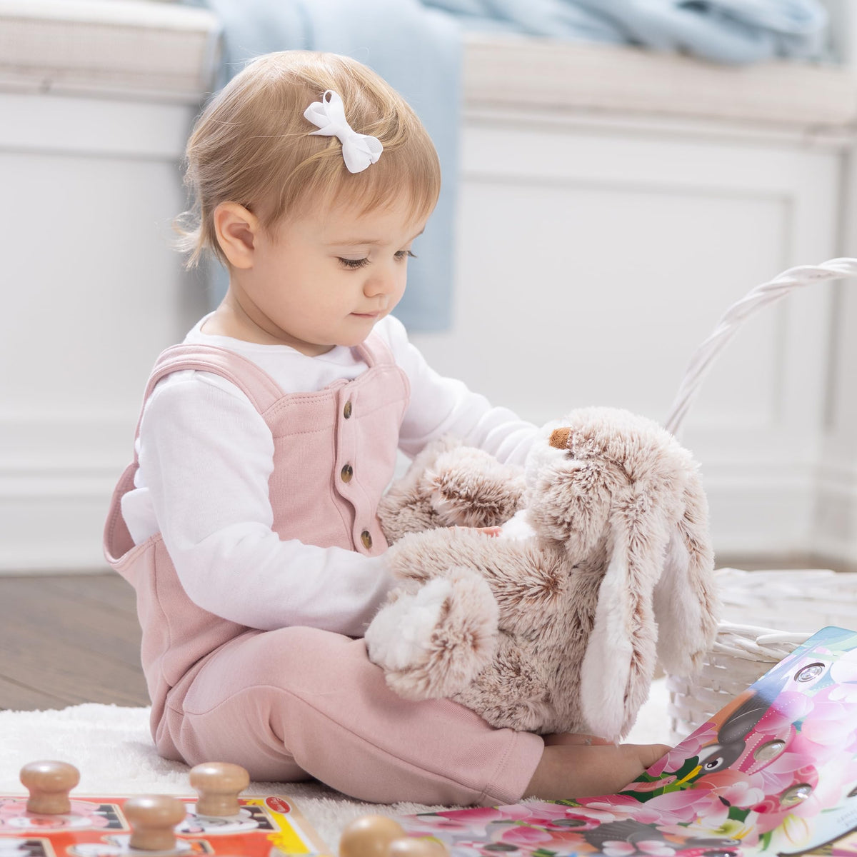 Melissa & Doug Burrow Bunny Rabbit Stuffed Animal - Extra-Soft Plush Toy for Kids Aged 3+