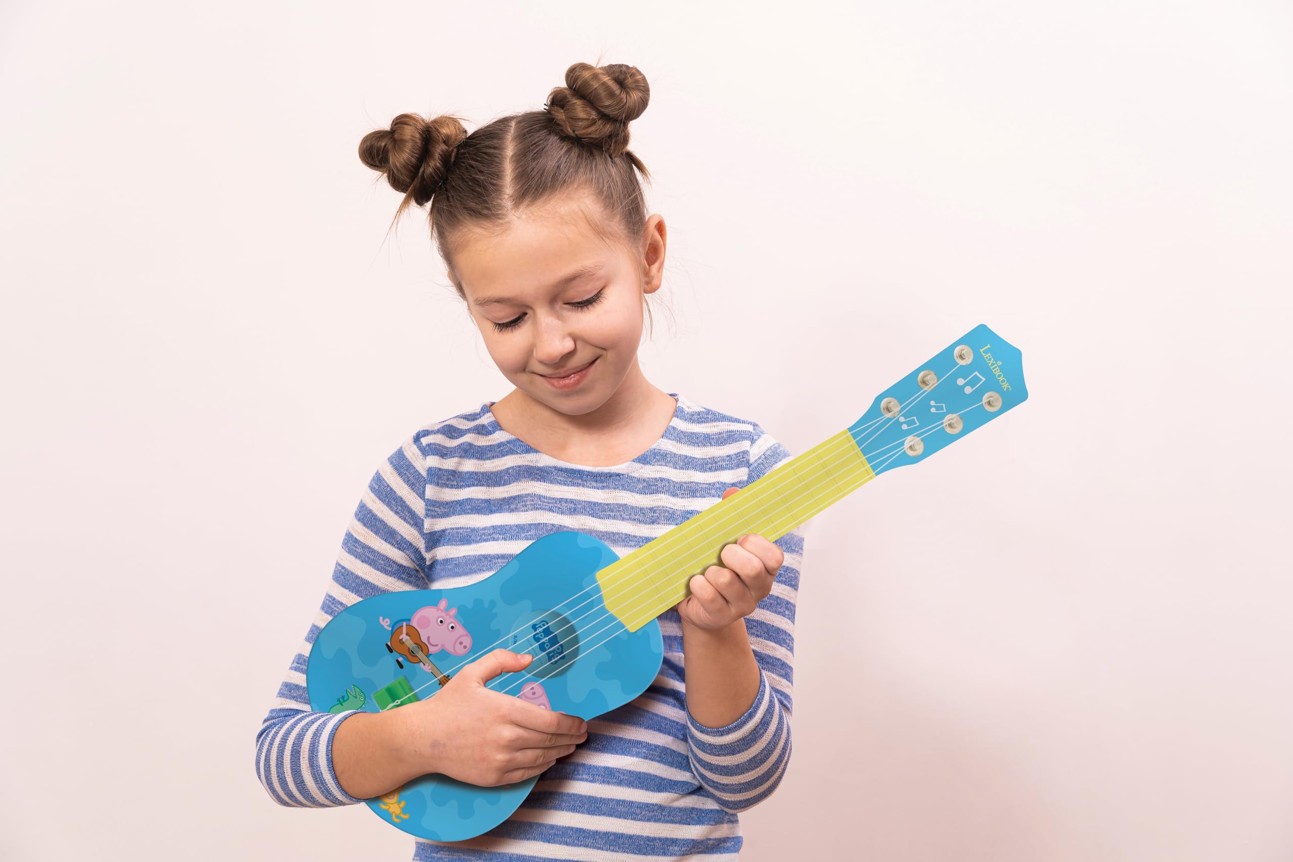 LEXIBOOK Peppa Pig My First Guitar for Children - 21 Inch, 6 Nylon Strings, Blue/Yellow 6