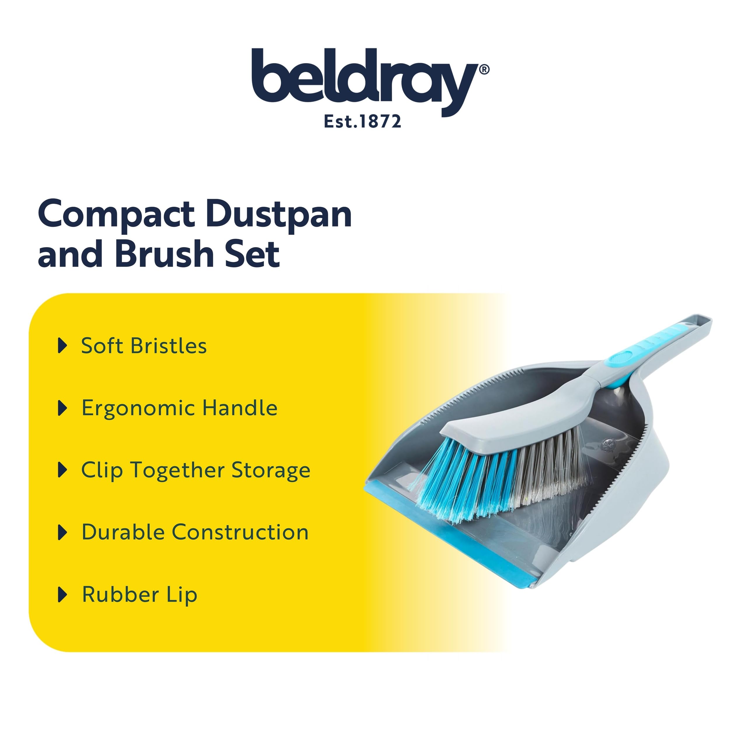 Beldray LA049254 Dustpan and Brush Set - Hardwearing Plastic for Floor Cleaning | Grey/Blue 2