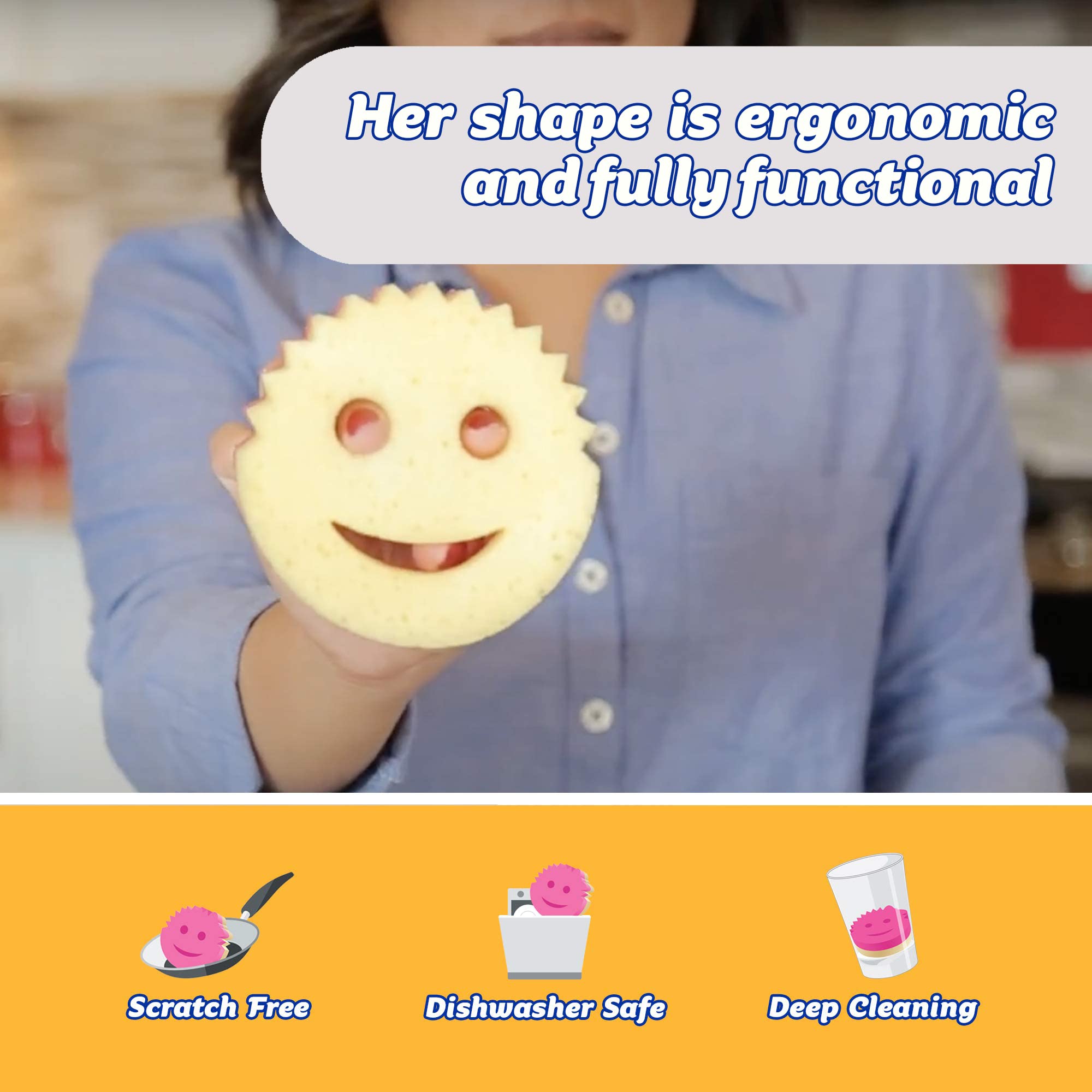 Scrub Daddy - Scrub Mommy Dual-Sided Non-Scratch Cleaning Sponge (SM2PK), Pink Twin Pack 4