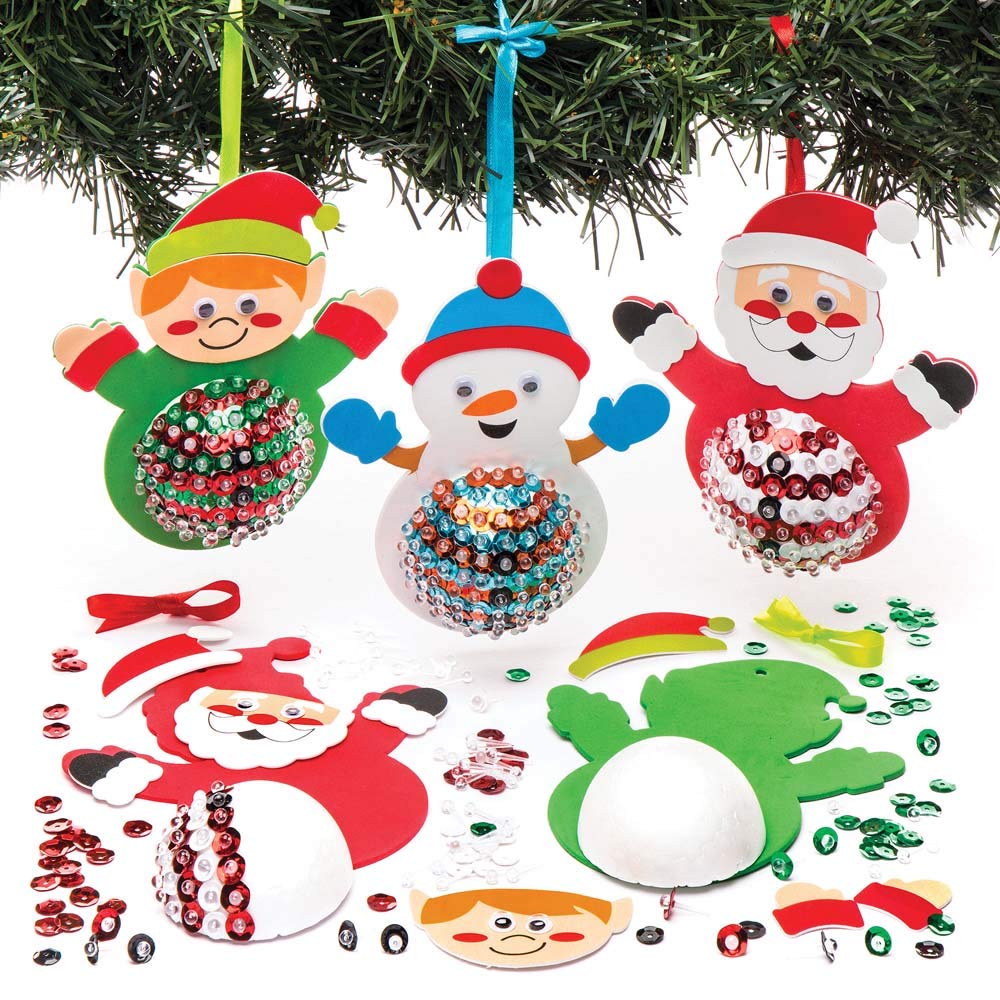 Baker Ross Christmas Character Bauble Decoration Kits – Pack of 3, Ages 5+