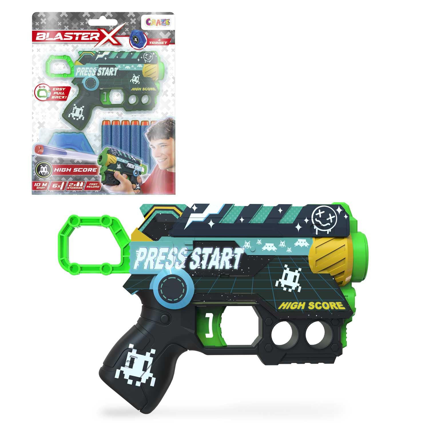 CRAZE BLASTER-X Foam Gun - 16cm Blaster, 6 Foam Darts, 10m Range | Ages 3+ 1