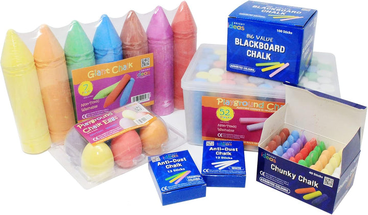 Bright Ideas PK20 Giant Playground Chalk - 20-Pack White Chalk for Outdoor Fun