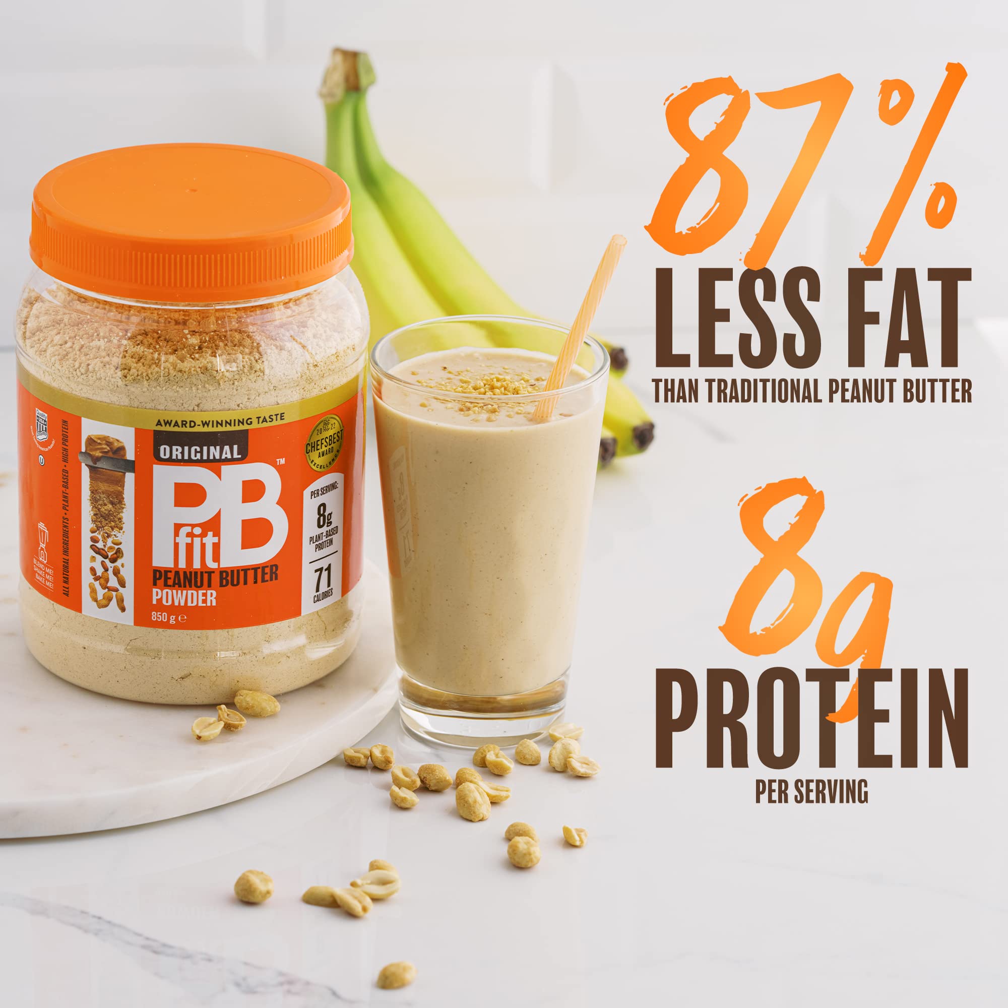 PBfit Peanut Butter Powder - 87% Less Fat, High Protein, Gluten Free | 850g 2
