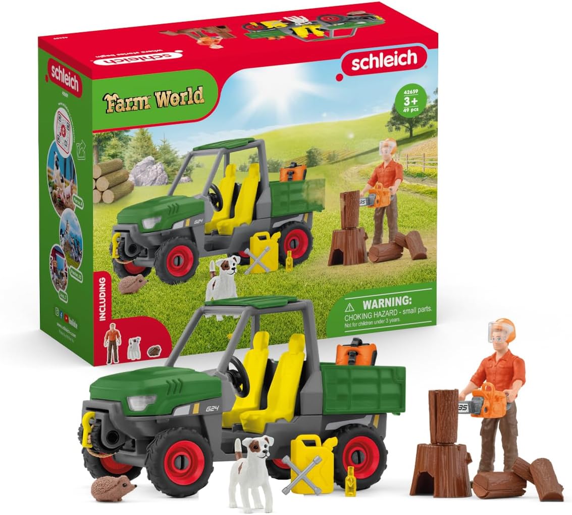 schleich 42659 FARM WORLD Working in the Forest Playset - Action Figures & Vehicles for Ages 3+ 1