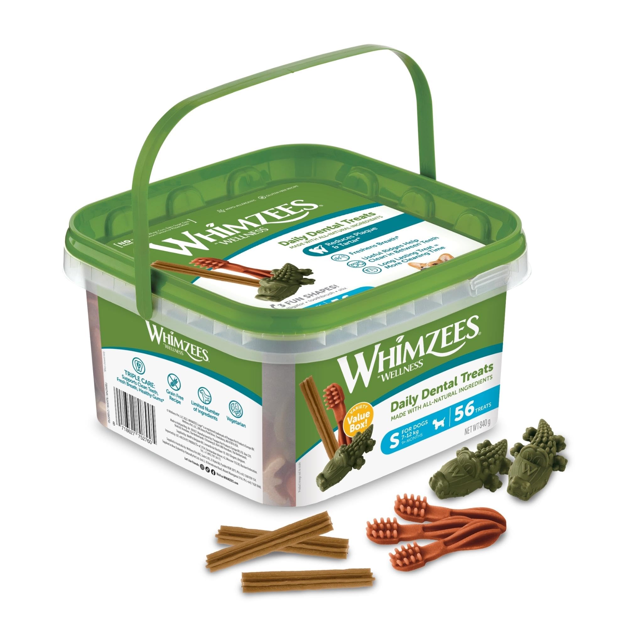 WHIMZEES Variety Box Dental Sticks - 56 Pieces, Size S for Small Dogs, Natural & Grain Free