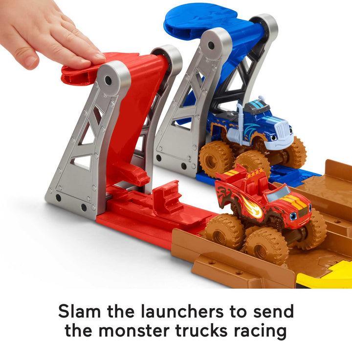 Fisher-Price Blaze and the Monster Machines Mud Pit Race Track - Reconfigurable Raceway with Slime & Launchers for Ages 3+